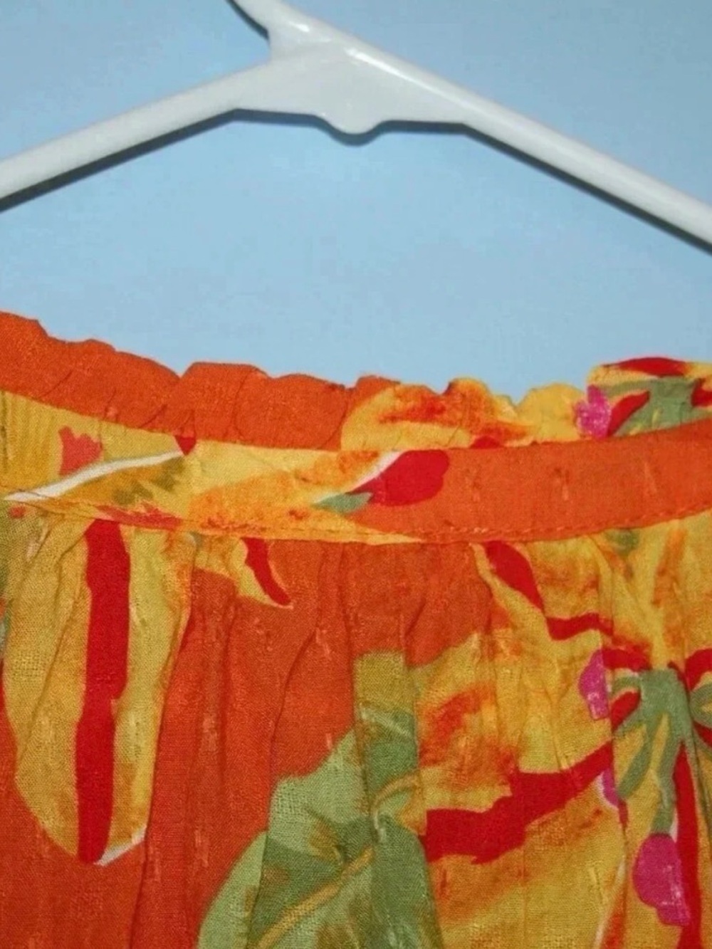 Haute Hippie Style Tropical Floral Flutter Sleeve Blouse XL Orange Boho Coastal - Picture 7 of 14